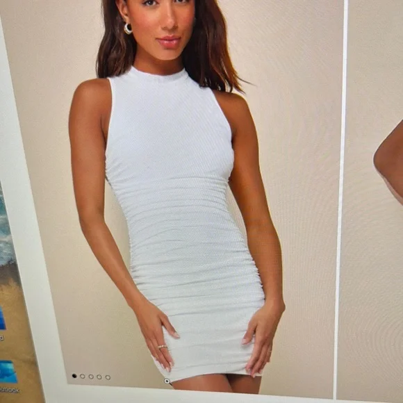 Lulus | Dresses | Lulus Modern Movement White Mesh Ruched Mock Neck Mini  Dress Size S | Poshmark